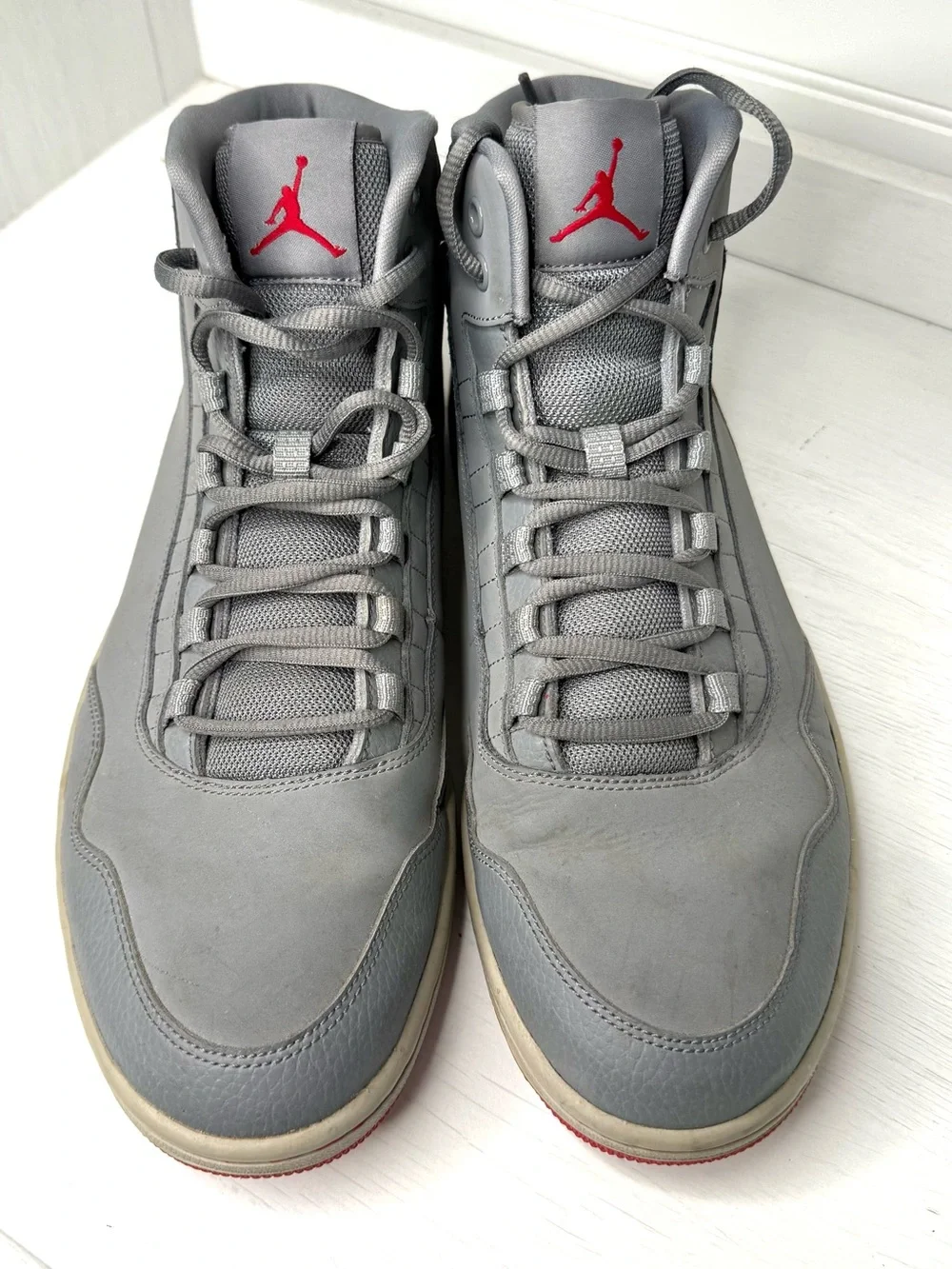 Jordan Executive Wolf Grey Varsity Red Size 12M- Rare Nike Sneaker